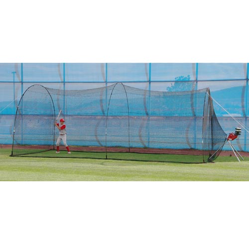 12" Lite Ball Softball Machine & Power Alley 22 Ft. Home Batting Cage - Pitch Machine Pros