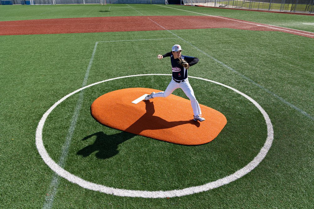 Portolite 8-inch Baseball Game Mound - Lightweight & Durable - Green/Clay/Red/Tan Turf Options - 10-Year Warranty - 8in H x 10 ft 5in L x 7 ft W - Pitch Machine Pros