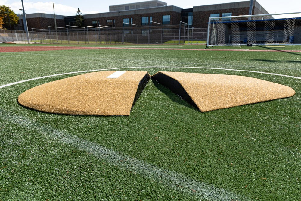 8" Two Piece Baseball Game Mound - Portolite - Lightweight & Durable - Green/Clay/Red/Tan Turf Options - Great for Ages 14 & Over - Pitch Machine Pros