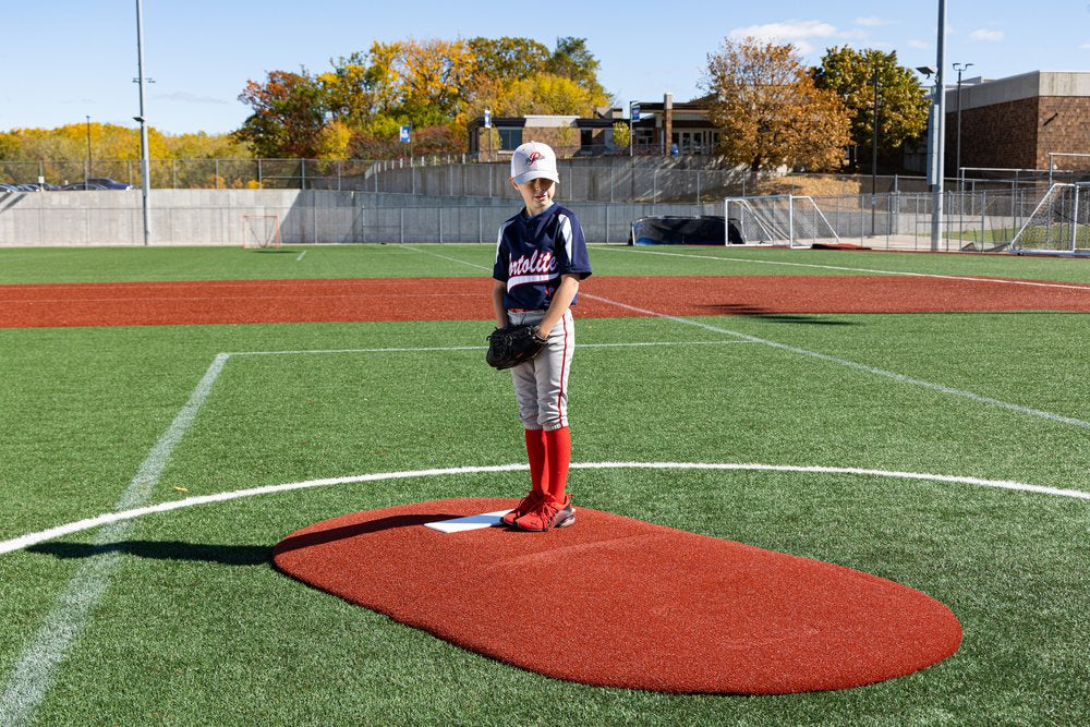 Portolite 6" Two-Piece Baseball Game Mound - Green/Clay/Red/Tan - 60/60 lbs per section - Ages 9-13 - Perfect for Little League - Pitch Machine Pros