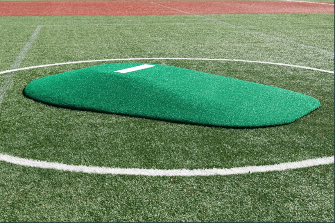 Portolite 8-inch Baseball Game Mound - Lightweight & Durable - Green/Clay/Red/Tan Turf Options - 10-Year Warranty - 8in H x 10 ft 5in L x 7 ft W - Pitch Machine Pros