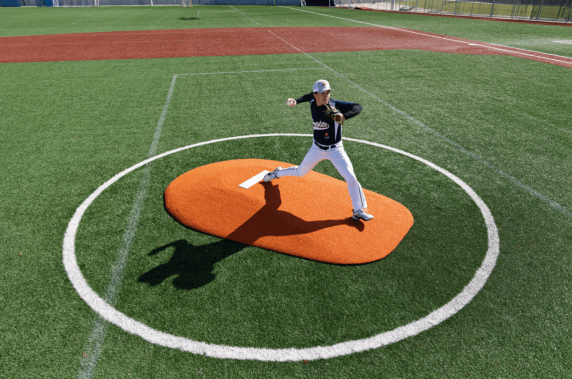 Portolite 10" One Piece Baseball Game Mound - Green/Clay/Red/Tan Turf Options - Lightweight & Durable - 220 lbs - 10 Year Warranty - Pitch Machine Pros
