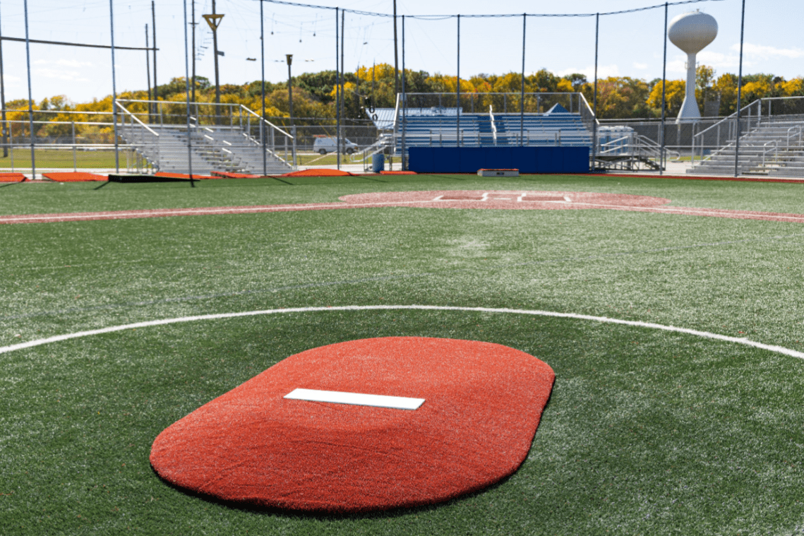 Portolite 6&quot; Baseball Game Mound - Lightweight &amp; Durable - Green, Clay, Red, Tan Turf Options - Ages 8-13 -Perfect for Little League - Pitch Machine Pros