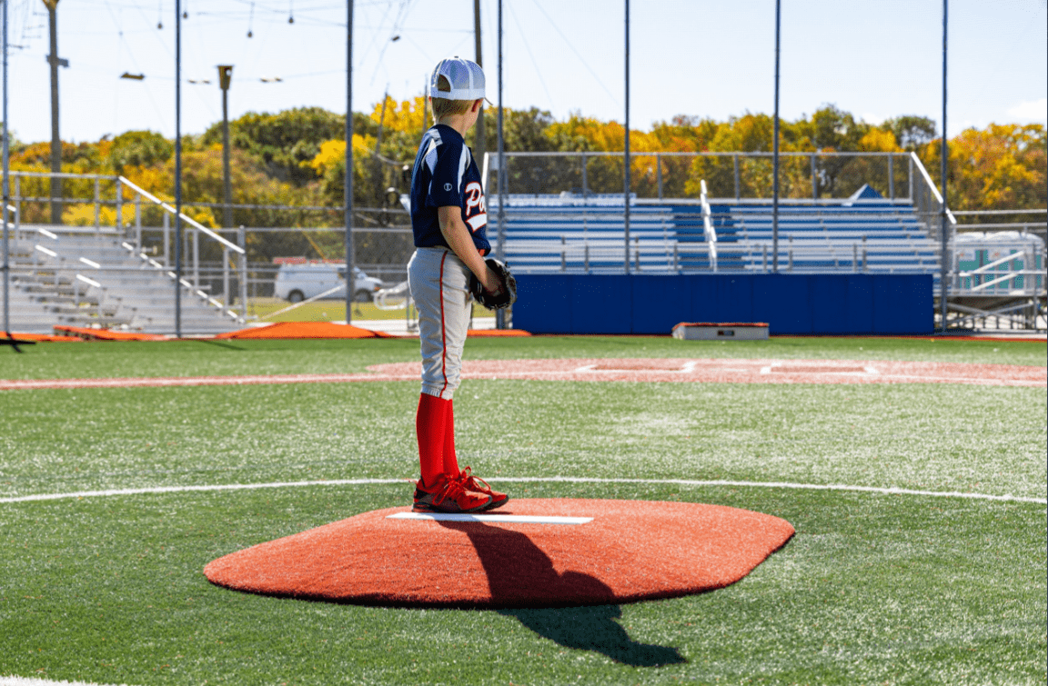 Portolite 6&quot; Baseball Game Mound - Lightweight &amp; Durable - Green, Clay, Red, Tan Turf Options - Ages 8-13 -Perfect for Little League - Pitch Machine Pros