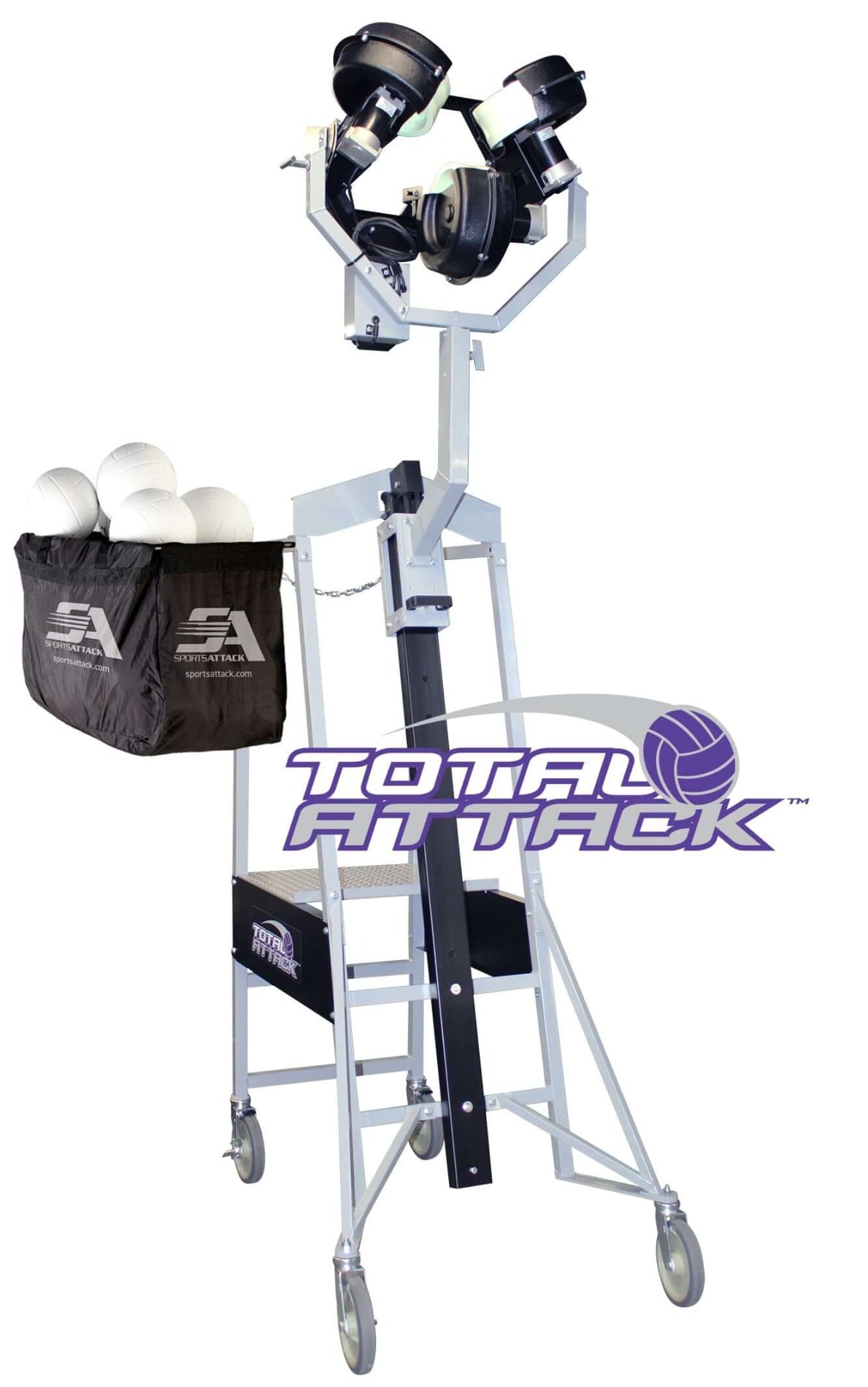Total Attack Three-Wheel Portable Volleyball Machine - Sports Attack-Manufacturer Direct New - Pitch Machine Pros