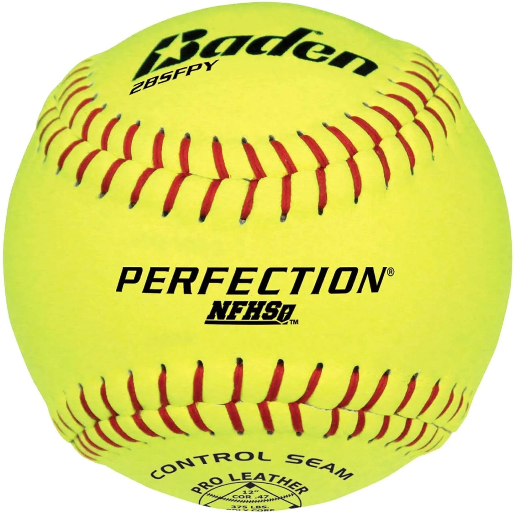 Leather Game Softballs-1 Dozen 12" Perfection Series- Baden Sports - Pitch Machine Pros