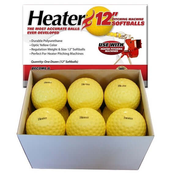 12" Pitching Machine Softballs - Optic Yellow Dimpled - Regulation Weighted - Durable Polyurethane - Pitch Machine Pros