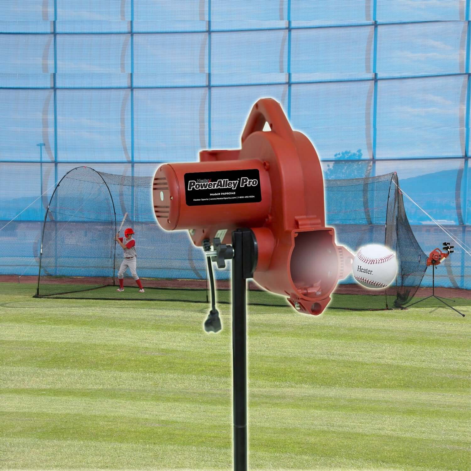Real Ball 80 MPH Pitching Machine & 22'x 12'x8' Home Batting Cage Combo - Pitch Machine Pros
